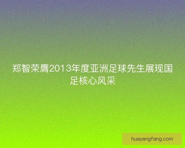 郑智荣膺2013年度亚洲足球先生展现国足核心风采
