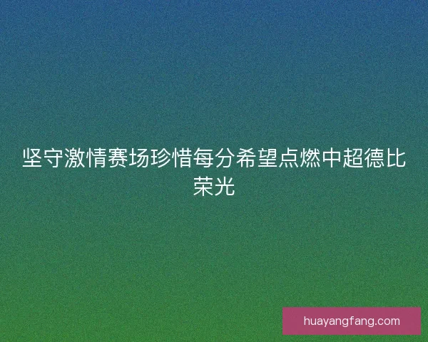 坚守激情赛场珍惜每分希望点燃中超德比荣光